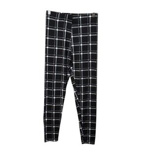 Just Be Black‎ and White Plaid Print High Waisted Stretch Leggings - Size L